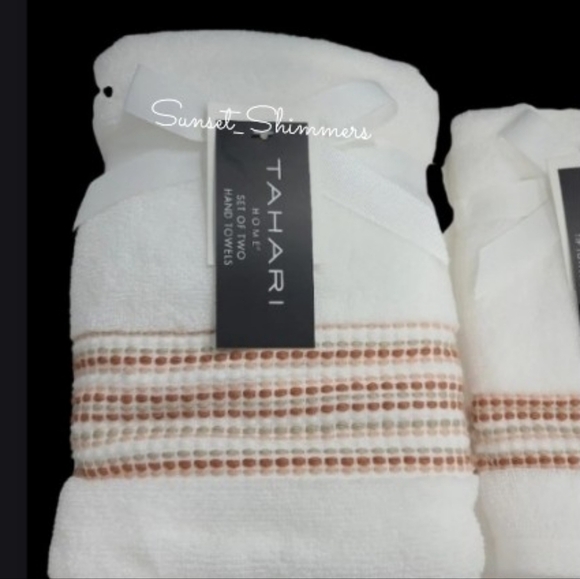 6pc TAHARI Rust Tan Ombre Dot Stripe Luxury Plush Bath Hand Tip Towel Set